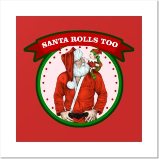 Santa rolls too - jiu jitsu Christmas Posters and Art